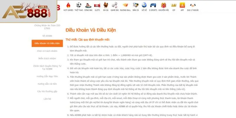 Tầm quan trọng và ý nghĩa của điều khoản điều kiện AE888 